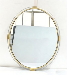 Espejo de Pared Ovalado <span class=keywords><strong>Art</strong></span> Deco de Acrílico y Metal, Espejo Simple, Decoración de Lujo Ligera para Entrada, Sala de Estar o Dormitorio - Product Image 3