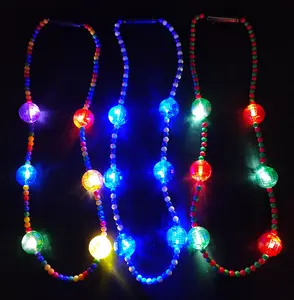 Большие светодиодные бусины Марди Гра на заказ, 3 см, яркие цветные бусины, цепочка для вечеринки, праздника, карнавала, подарки
