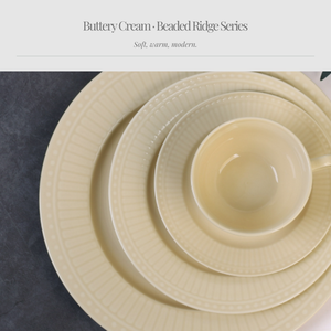 Set Peralatan Makan Berpinggiran Berhias Manik-Manik, Lapisan Krim Lembut, Piring & Mangkuk <span class=keywords><strong>Bone</strong></span> <span class=keywords><strong>China</strong></span> Modern, Peralatan Makan Netral Hangat Lembut - Product Image 2