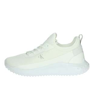 Calvin Klein Jeans Uomo Sneakers YM0YM01203 Scarpe sportive alla moda in tela bianca traspirante con lacci - Product Image 1