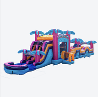 Parcours d'obstacles aquatique gonflable Teal Rippling Rush de 30 pieds pour le plaisir estival et les attractions des parcs d'attractions