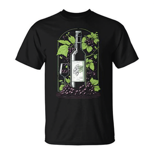 Camiseta premium Wine And Grapes para adultos, unisex, diseño gráfico negro - Product Image 2
