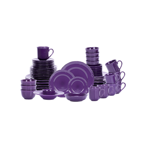 ชุดอาหารเย็นเซรามิคลายนูนรักษ์โลก ปลอดสารตะกั่ว ใช้กับเครื่องล้างจานได้ ชามทรงกลม ชุดอาหารครอบครัวแบบยั่งยืน - Product Image 1