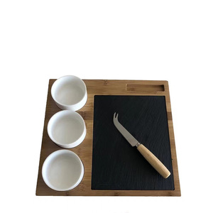 Planche à fromage en bambou avec insert en ardoise et bols de service pour les fêtes à domicile - Product Image 2
