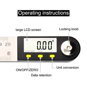 جهاز اكتشاف الرقمي 0-200 ملليمتر شاشة LCD كبيرة 8 بوصة البلاستيكي لتحديد الزوايا جهاز إطالة ذو كفاءة عالية من حيث الطاقة