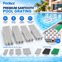 Grille de drainage flexible Poolux 18-40cm en ABS/PP, canaux de trop-plein courbes, grille à dents de scie antidérapante pour piscine