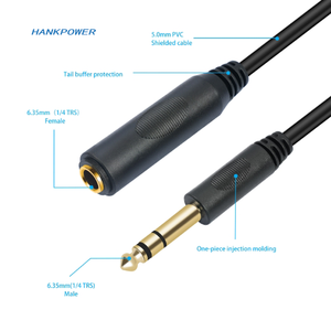 <span class=keywords><strong>Cable</strong></span> de extensión de audio para teclado de <span class=keywords><strong>guitarra</strong></span> macho <span class=keywords><strong>a</strong></span> hembra estéreo reductor de ruido y blindado OFC chapado en oro de 6,35mm - Product Image 4