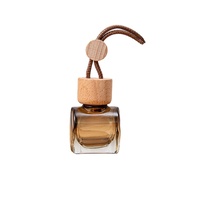 Diffuseur de parfum pour voiture personnalisé de 12 ml, couleur marron, avec cordon en coton et couvercle décoratif en bois