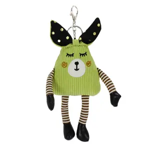 Customized Lovely Green Cartoon Doll Keychains Stuffed Figurine Products Novelty Bunny Supplies Key Chain