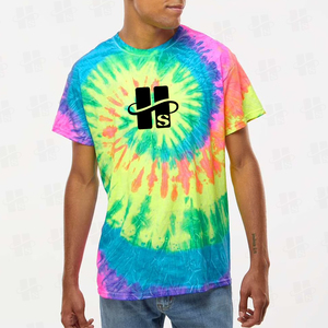T-shirt Tie-Dye Confortable en Coton 100% pour Homme, Coupe Ample, Broderie Personnalisée de Haute Qualité, Nouvelle Collection Été - Product Image 2