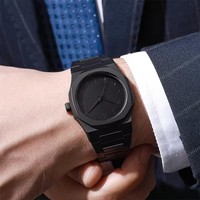 Montre à quartz pour homme, simple, noire, grand cadran, bracelet décontracté en polycarbonate avec boucle papillon, montre-bracelet étanche pour homme