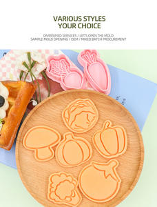 Moule à biscuits 3D en plastique personnalisable pour la série Légumes, motif aubergine et chou-fleur, pour pâte à modeler DIY - Product Image 2