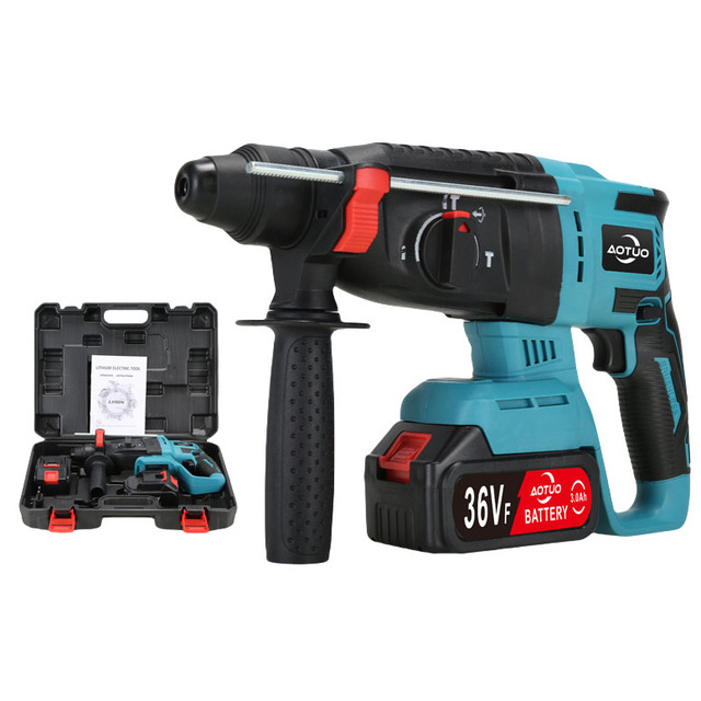 26mm Battery Power Light Duty Cordless Electric Demolition Hammer Rotary Concrete Breaker SDS Chuck Brushless Impact Drill Set