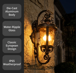 Lámpara de <span class=keywords><strong>Pared</strong></span> <span class=keywords><strong>Exterior</strong></span> Europea Vintage, IP65 Impermeable, de Aluminio Fundido a Presión, para Jardín, Villa, Hotel y Proyectos - Product Image 1