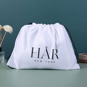 Bolsitas de Joyería Personalizadas de Satén de Seda Blanca con Cordón, Embalaje Textil con Logotipo Personalizado - Product Image 1