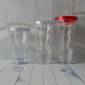 BPA Free <strong>Clear</strong> Reusable <strong>Tumbler</strong> Cup Double Wall Acrylic <strong>Plastic</strong> Water <strong>Tumblers</strong> With Lid and Straw - Product Image 4