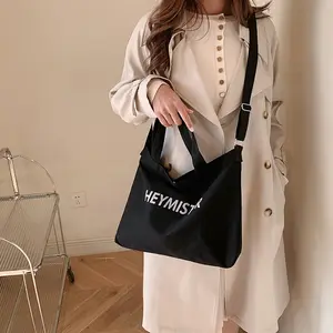 Bolso de compras de algodón de lona de Fin de Semana Grande para mujer verde militar con logotipo personalizado bolso de mensajero de color con botón