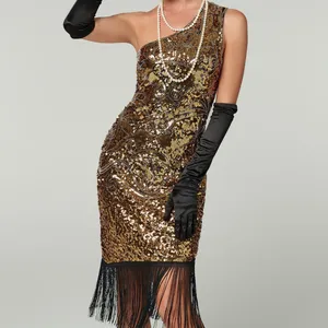 OEM 2024系列定制豪华女士20年代20世纪20年代咆哮挡板服装亮片盖茨比20年代化装长袍
