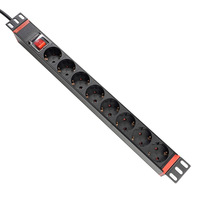 AORUIPU - Tira de Alimentación PDU de 8 Puertos, Estándar Europeo Alemán 16A, de Aleación de Aluminio, para Montaje en Rack, Personalización de Chapa Metálica