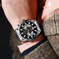 Reloj de Lujo para Hombre CURREN de Cuarzo Azul, Cronógrafo Deportivo, de Moda y de Negocios con Correa de Acero Inoxidable