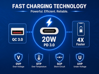 Prise murale USB Type C PHIDIAS U8 20W PD, norme UE Afrique de l'Ouest, 16A/3A, 2 ports, panneau en laiton ignifuge, 250V