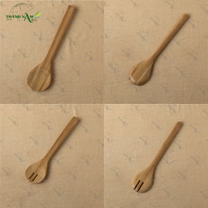 ช้อนไม้ไผ่แบบชนบทชุดเครื่องครัวสำหรับสลัดผักผลไม้ส้อมเสิร์ฟสลัด - Product Image 5