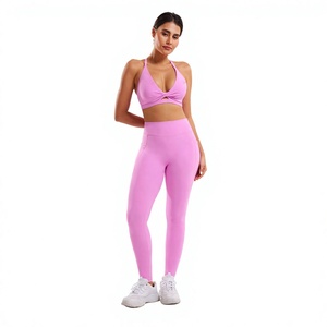 Women Fitness Workout Gym Yoga Set Sports Bra High Waist <b>Leggings</b> Running Training Stretch Breathable Seamless Sportswear - Product Image 1