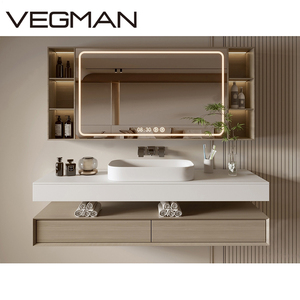 Lemari kamar mandi, Modern, untuk kamar mandi, Meja rias mewah, Set atas dengan cermin terpasang di dinding MDF - Product Image 1