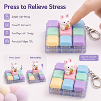 Porte-clés mécanique anti-stress 3x3 en PVC, motif animal, style pastel, personnalisable OEM, jouet clicker pour clavier, idéal comme cadeau
