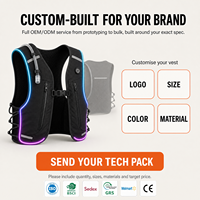 Gilet d'hydratation LED lumineux pour festivals et courses nocturnes avec poche à eau de 2L, poche arrière de 3L et modes d'éclairage USB rechargeables