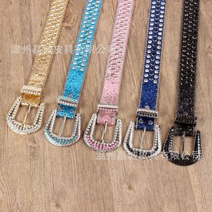 Cinturón de Moda con Pedrería, Estilo Hip Hop Casual, 105cm 115cm 125cm 135cm, Hebilla de Aleación, Color Sólido, para Hombre y Mujer - Product Image 1