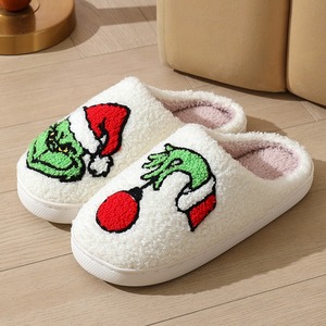 Chaussons d'intérieur à thème Noël hivernal, motif <span class=keywords><strong>Grinch</strong></span> et Père Noël, à bout fermé, pour la saison printanière - Product Image 6