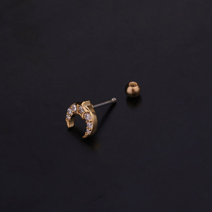 New moon spilla cranio di scheletro forma di gemma di cristallo DELLA CZ vestibilità aderente e rook daith helix trago penetranti della vite prigioniera lobo piercing orecchino - Product Image 4