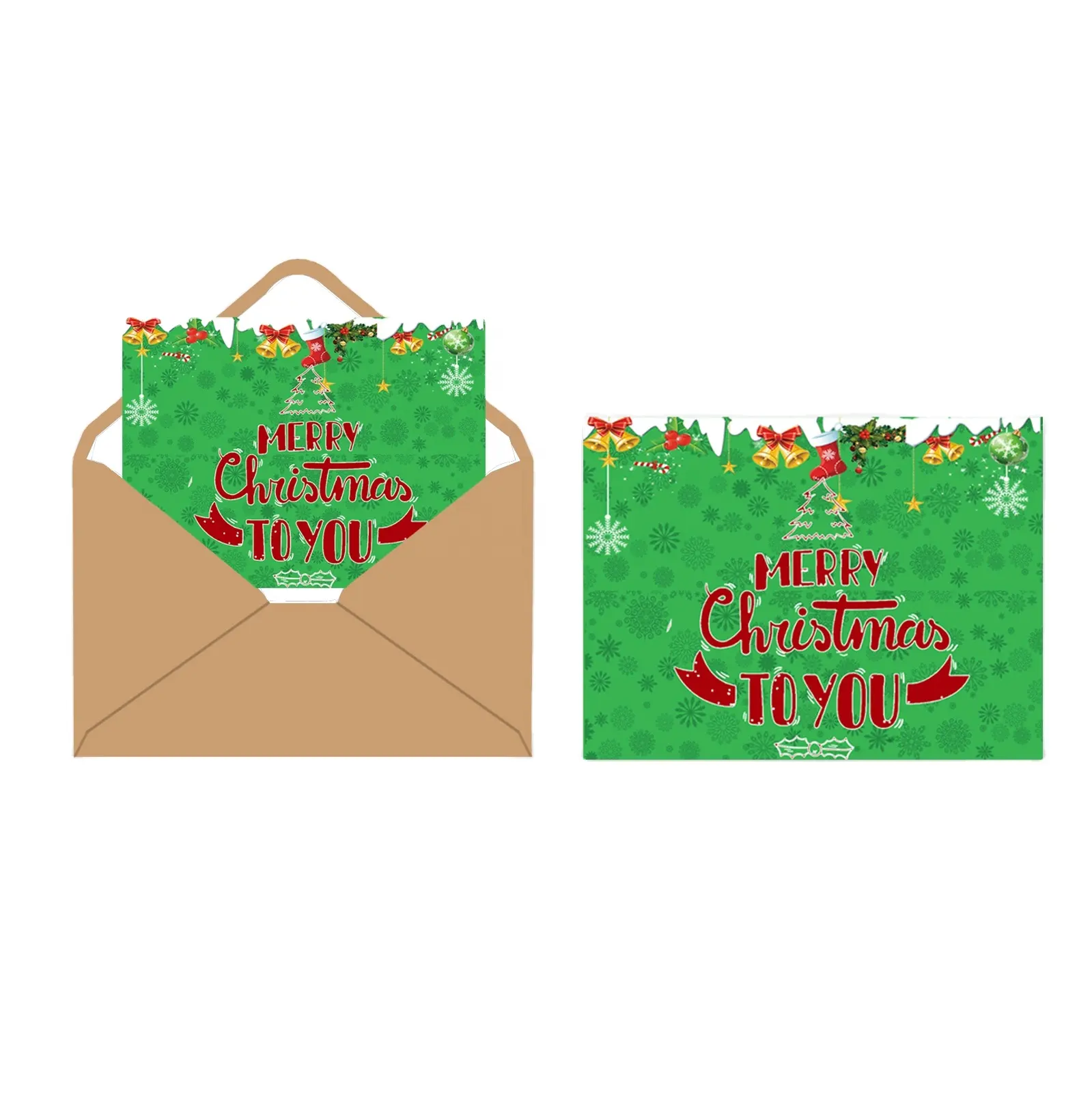 Kartu Ucapan Natal kustom dengan amplop desain modis cetak kartu ucapan selamat liburan kartu untuk pesta Natal