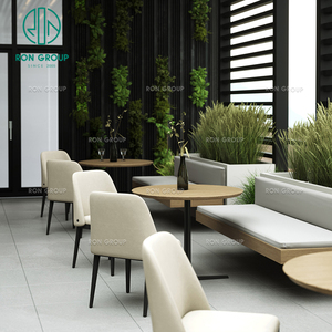 Mesa Redonda Blanca Minimalista Multifuncional de Madera para Cafetería, Silla de Cuero para Cafetería, <span class=keywords><strong>Muebles</strong></span> Comerciales para Tienda de Té con Leche y Restaurante - Product Image 5