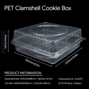 Boîte à gâteau en PET transparente, jetable, avec couvercle à charnière, pour pâtisserie, dessert, sans BPA, logo personnalisé - Product Image 2