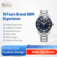 Montre mécanique pour homme haut de gamme avec logo personnalisé, acier inoxydable, verre saphir, aiguilles lumineuses, cadran résistant à l'eau 10 ATM, MOQ 10