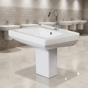 European <b>Wall</b> Mount Ceramic Wash Basin Half Pedestal Lavabo Sink And Stand For Bathroom Home Kitchen Use - Product Image 2
