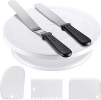 Kootek Tortendekorations-Set Backzubehör Tortenplatte 2 Gerade und Abgewinkelte Spatel 5 Glasurglätter Schaber BPA-frei Antihaftbeschichtet