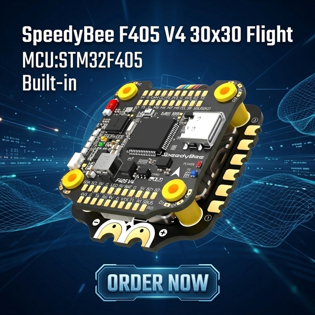 SpeedyBee F405 V4 60A FPV Flystack  Flight Controller with 60A 4-in-1 ESC 2-6S BLHeli_S 30.5x30.5mm Stack for Drone