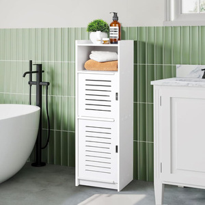 Armoire de rangement pour salle de bain Oushumei à 3 niveaux avec porte, design moderne en plastique, gain de place pour les toilettes et la douche - Product Image 2