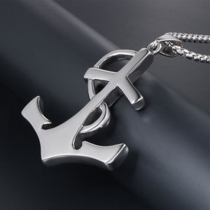 Collar con colgante de ancla de acero inoxidable para hombre, diseño geométrico, joyería de regalo SP533 - Product Image 4