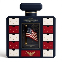 Boîte de calendrier de l'Avent pour la fête de l'Indépendance, boîte en papier pour flacon de parfum, boîte rigide, emballage cadeau souvenir, logo personnalisé