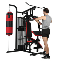Équipement de fitness multifonctionnel à 3 stations pour la musculation sur les jambes, le dos et la poitrine.