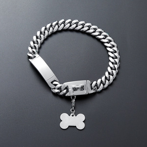 Accesorios para perros Rarewe, <span class=keywords><strong>Collar</strong></span> de acero inoxidable de 18MM, <span class=keywords><strong>Collar</strong></span> de perro de lujo duradero, etiqueta de identificación grabada con Texto personalizado, <span class=keywords><strong>Collar</strong></span> de perro de cadena cubana - Product Image 4