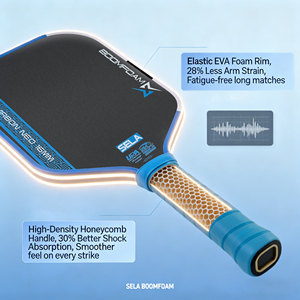 Raquette de pickleball professionnelle Blue 010 SELA BOOMFOAM 16 mm, puissance et contrôle, fibre de carbone thermoformée monobloc avec noyau en mousse - Product Image 4