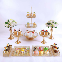Support à gâteau doré rétro avec plateau de présentation en cristal pour cupcakes, idéal pour baby shower, anniversaire, célébration de mariage et fête