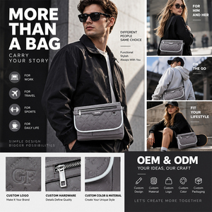 Sac messager de luxe personnalisé avec logo, sac à bandoulière unique pour hommes et femmes avec sangle réglable, sac bandoulière noir, marque privée - Product Image 4