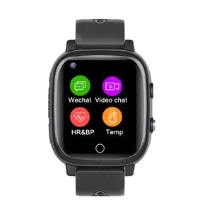 Reloj de pulsera con pantalla táctil 4G LTE, rastreador GPS, Monitor de temperatura, detección corporal, compatible con llamada de vídeo sos, T5S