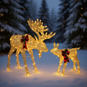 ไฟประดับตกแต่งคริสต์มาสสีทอง DB Moose Family ขนาด 4 ฟุต สายหนัง 200LED สำหรับตกแต่งสวนภายนอก - Product Image 2